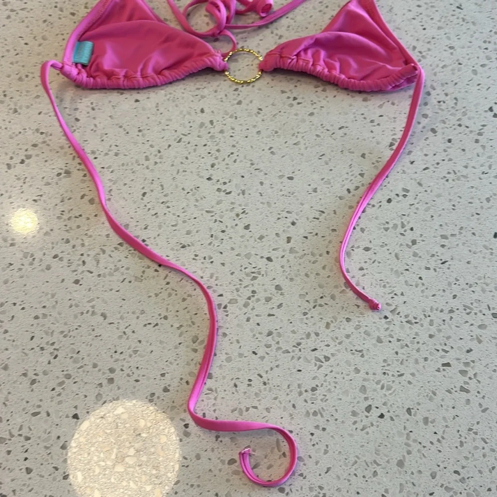 Melissa Odabash Hot Pink Ring-Accent Triangle Bikini